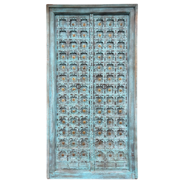 2.25M BLUE BRASS FLOWER DOORS