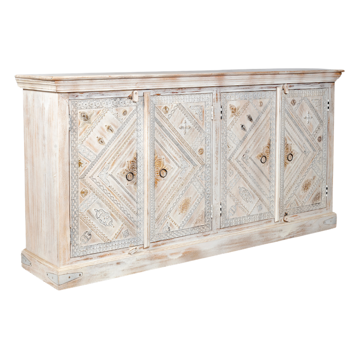 1.8M 4-DOOR WHITEWASH SIDEBOARD