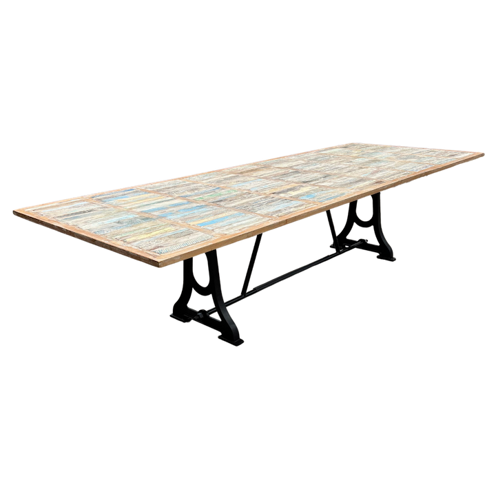 3.2M BOATWOOD DINING TABLE SINGER BASE
