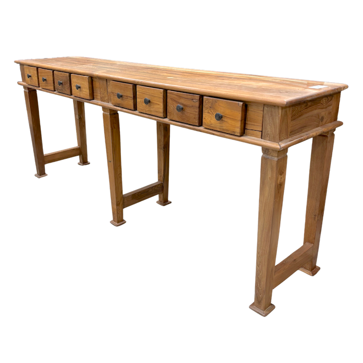 1.9M 8-DRAWER TEAK DESK