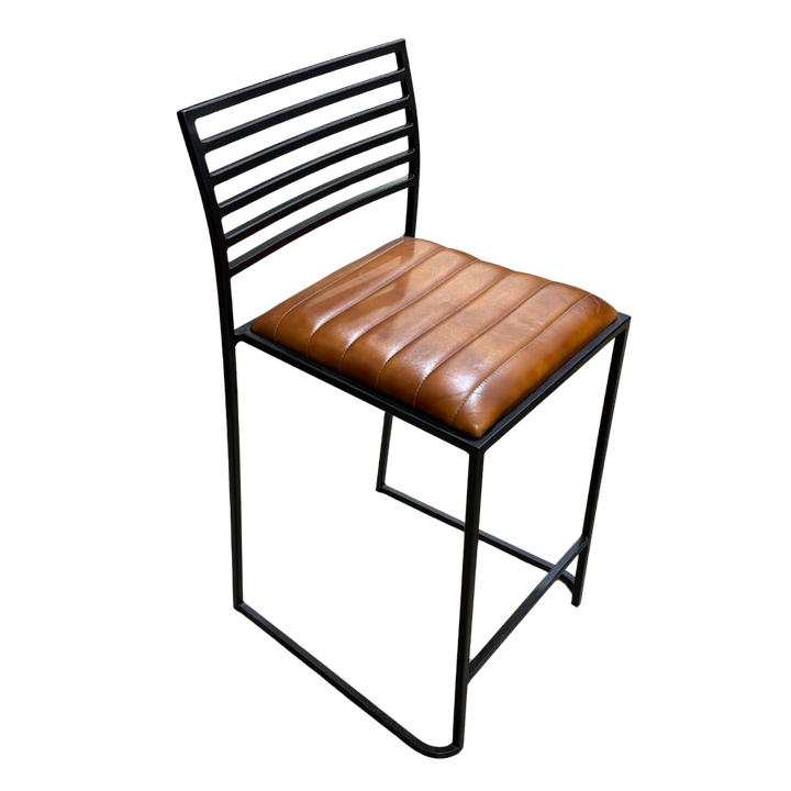 LEATHER & IRON COUNTER CHAIR