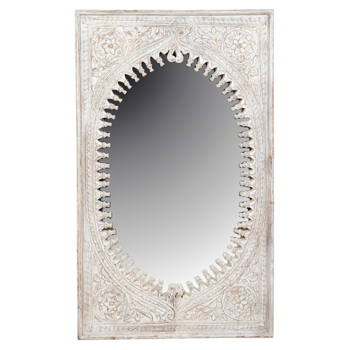 1.5M CARVED WHITEWASH MIRROR