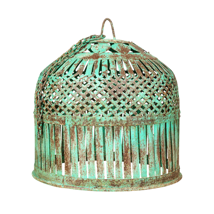 GREEN IRON CAGE LIGHT