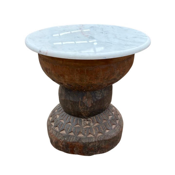 MARBLE TOP DARK UKHLI SIDE TABLE