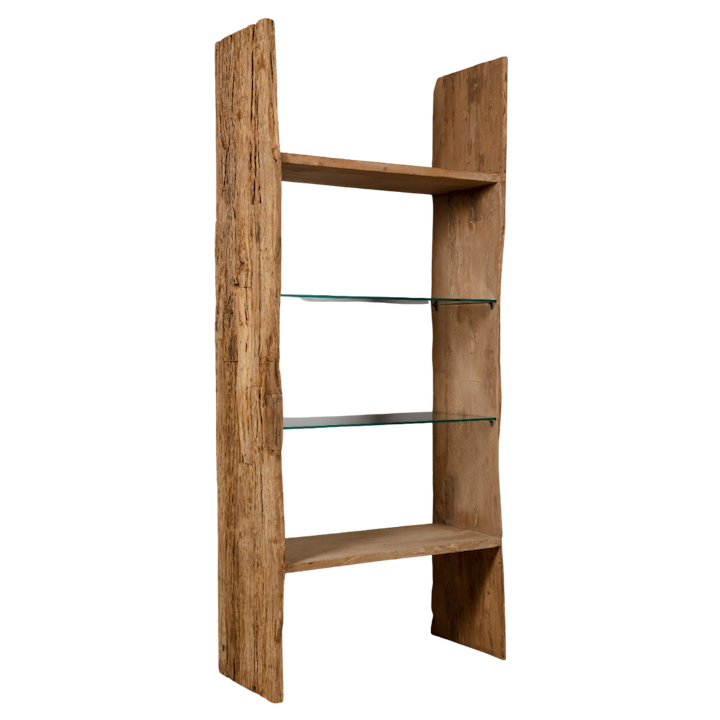 2M RUSTIC BOOKSHELF WITH GLASS