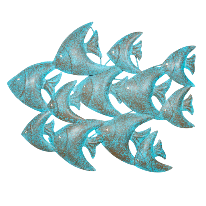 BLUE SCHOOL OF FISH WALL ART