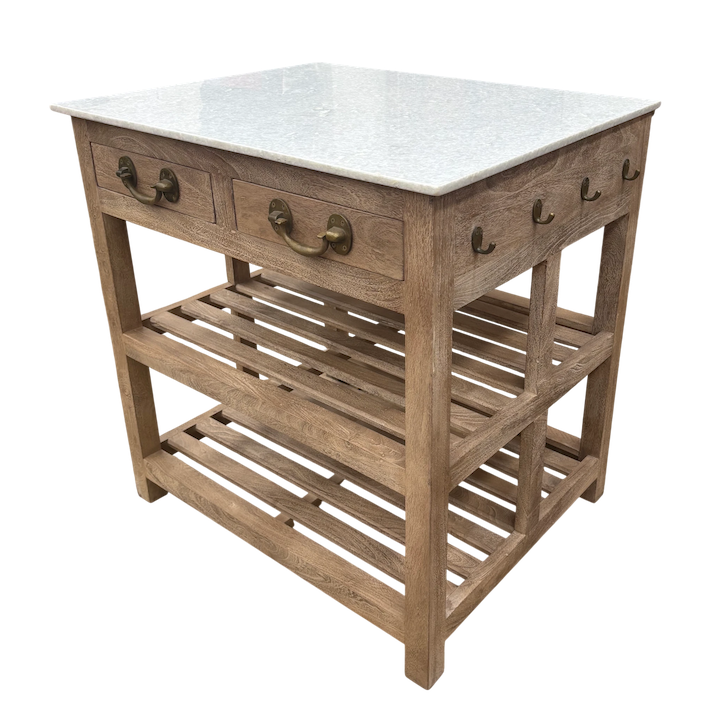 WHITE MARBLE KITCHEN BENCH