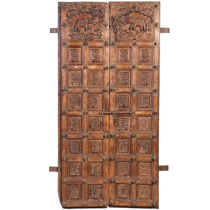 2M ORNATE CARVED ELEPHANT DOORS