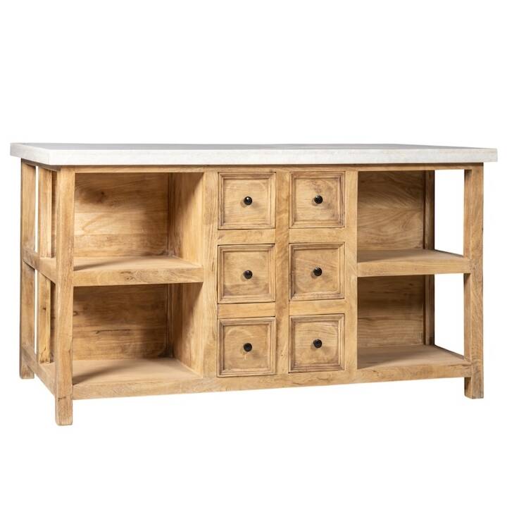 1.7M 6-DRAWER MARBLE KITCHEN ISLAND BENCH