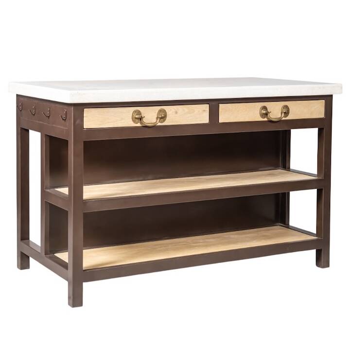 MARBLE METAL KITCHEN ISLAND BENCH