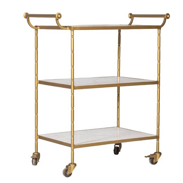 3-TIER WHITE MARBLE TROLLEY
