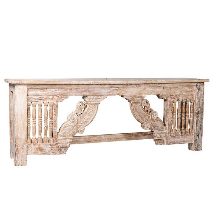 2.48M WHITEWASH CARVED CONSOLE