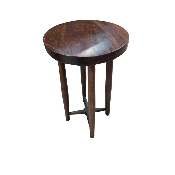 45CM ROUND WALNUT STOOL