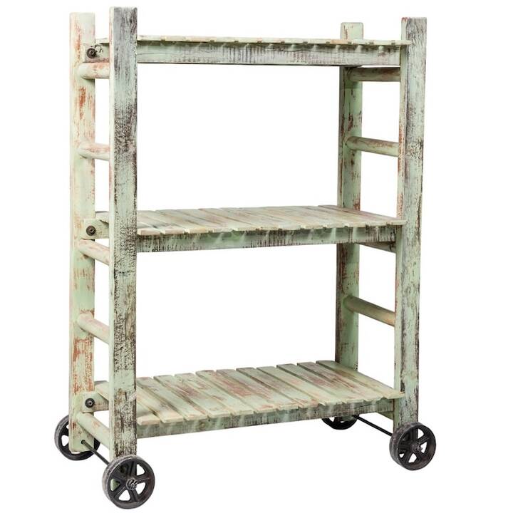 1.22M SLATTED SHELF ON WHEELS GREEN
