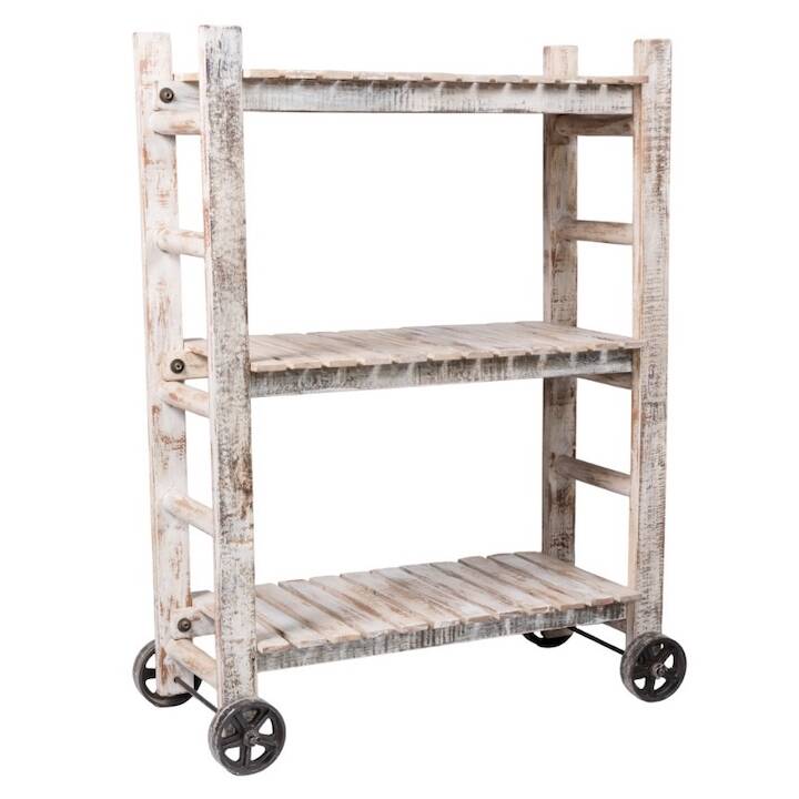 1.22M SLATTED SHELF ON WHEELS WHITE