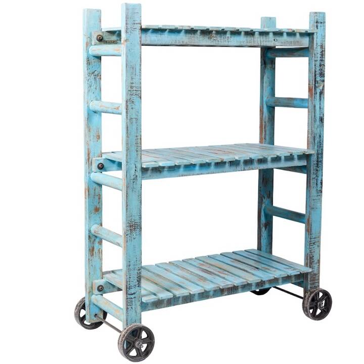 1.22M SLATTED SHELF ON WHEELS BLUE