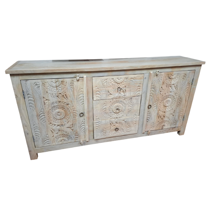 1.8M NATURAL TIMBER CARVED SIDEBOARD