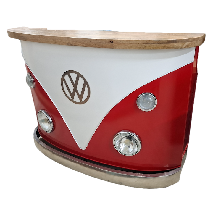 VW REPO METAL & WOOD BAR COUNTER- RED