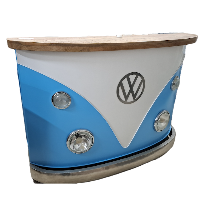 VW REPO METAL & WOOD BAR COUNTER- BLUE