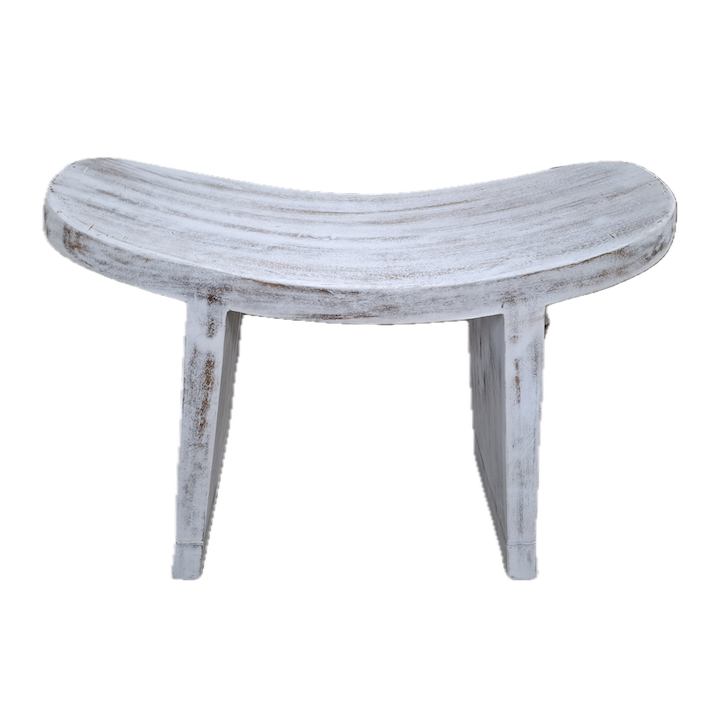 52CM CURVED WOODEN STOOL- WHITE