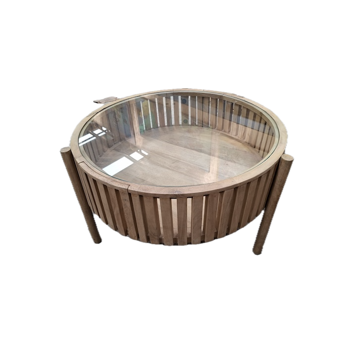 MANGO WOOD & GLASS COFFEE TABLE